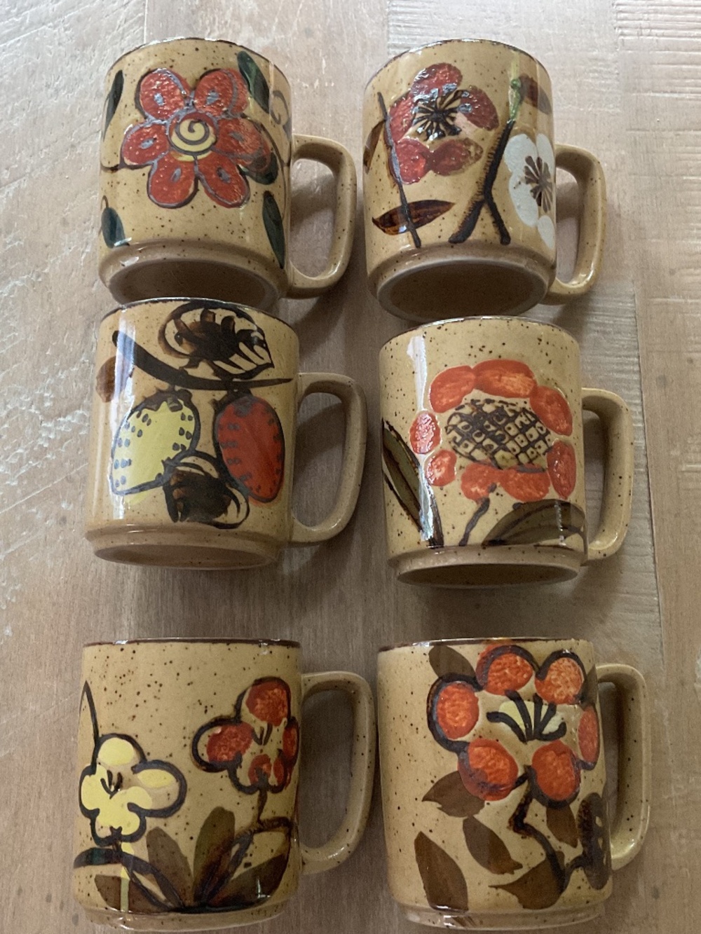 Set of six 1970’s ceramic mugs